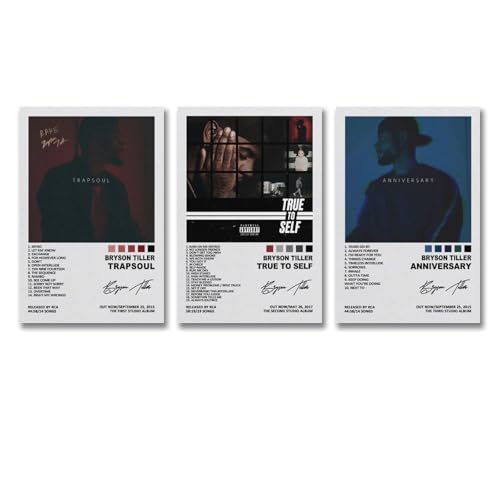 Yuagaiou 3 PCS Bryson Tiller Poster Wall Art Canvas Posters Room Decorative Aesthetic Poster Print Decor Posters 08x12inch(20x30cm)-3pcs Style-4