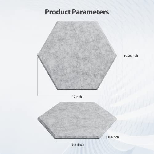 Image of 12 Pack Hexagon Acoustic Panels Self Adhesive Sound Proof Foam(Silver Gray)