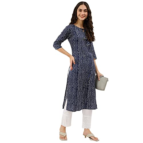 Image of NAINVISH Women's Cotton Blend Relaxed Fit Straight Kurti