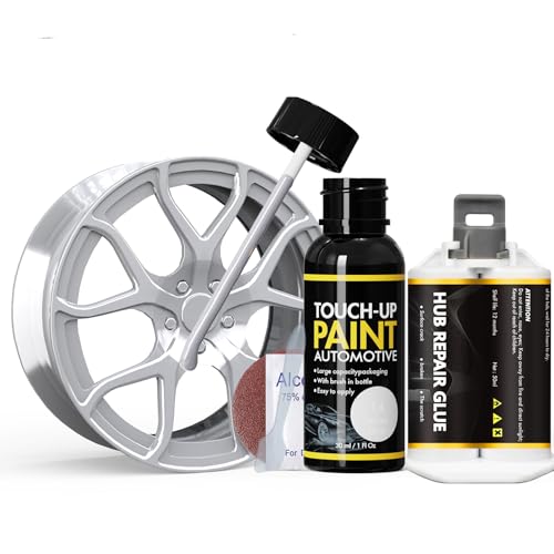 XTryfun Mirror Silver Rim Touch Up Paint, Rim Repair Kit Curb Rash, Wheel Touch Up Paint for Quickly Fix Rims Scratches, Chips and Surface Damage