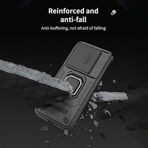 Image of SHINESTAR Tough Armor Oppo A3 Pro 5G Bumper Back Case Cover | Ring Holder & Sliding Camera Shield Cover | 360 Degree Protection Back Case Cover for Oppo A3 Pro 5G (Black)