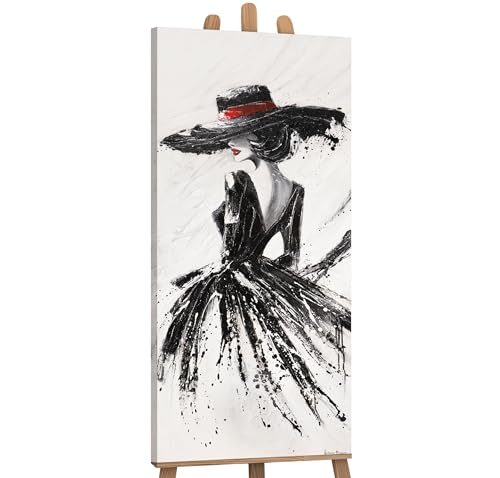 YS-Art Cuadros acrílicos mujeres abstracto acrílico pinturas sobre lienzo hermosas imágenes pintadas a mano mural sala de estar moderna decoración del hogar verdadera obra de arte 115x50 cm