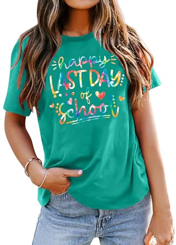 ALLTB Last Day of School Shirt for Teachers Women Teacher Life T-Shirt School Graduation Tee Appreciation Gift Shirt Top