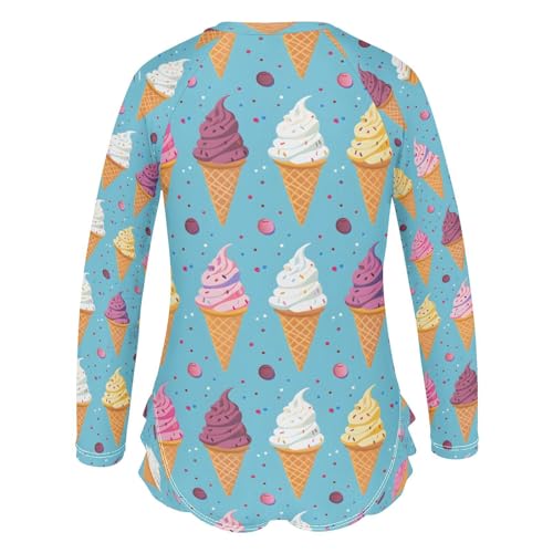 Ice Cream Cookies Girls Long Sleeve Swimsuits One Piece Zipper Bathing Suit UPF 50+ Rashguard Swimwear3