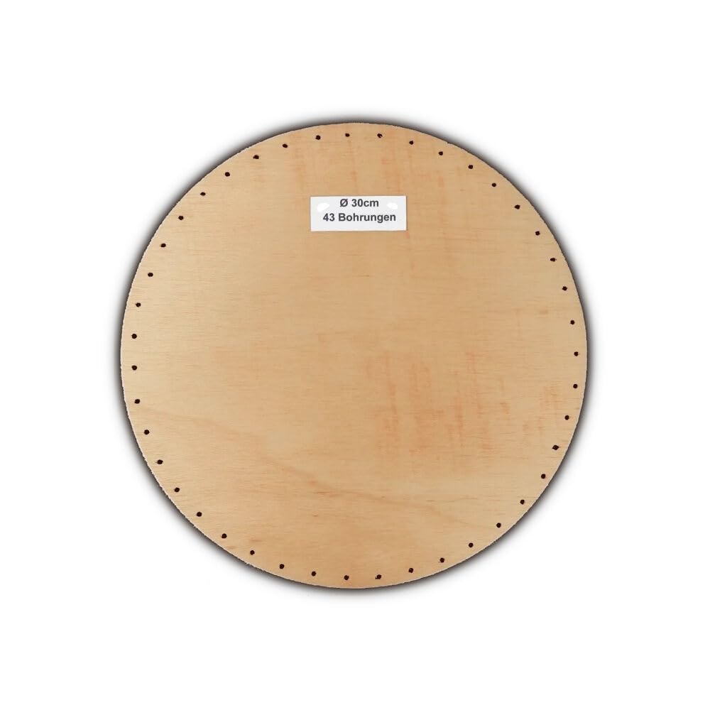 Korbflechtböden rund 6er Set [5] | Ø 12–40 cm | Flechtböden aus Sperrholz mit Bohrungen (3,2 mm) für Peddigrohr | Bastelset Korbflechten, DIY Stakenboden