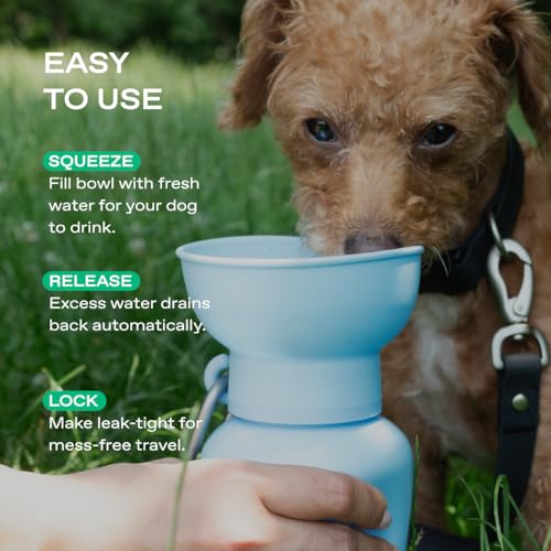 Image of Springer Flip Dog Water Bottle | Portable Drinking Feeder with Foldable Food-Grade Silicone Bowl | One-Hand Squeeze & Leak-Proof | BPA-Free 20oz | Walking, Hiking & Camping | Puppy Essentials