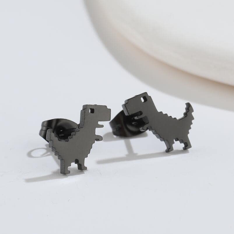 Punk Animals Earrings Black Men's Earrings Dinosaur Spider Bat Wolf Stainless Steel Little Stud Earrings Piercing Jewelry Earrings for Women Men2