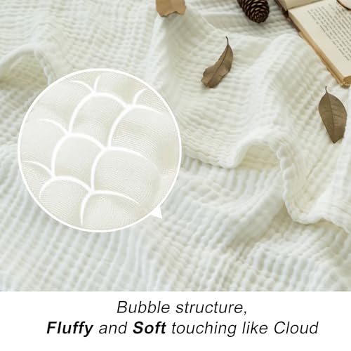 EMME Cotton Bed Blankets White Blankets for Bed Muslin Twin Blanket 60"x80" Lightweight Soft Twin Blanket All Season Gauze Blanket