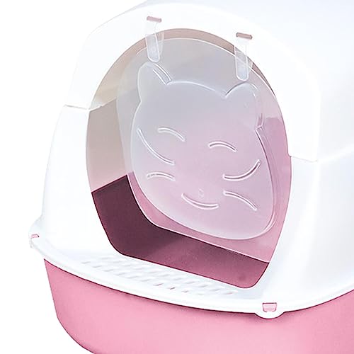 Bac à litière pour chat entièrement fermé rose avec couvercle design - 3