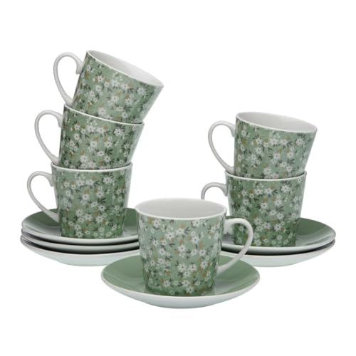 Versa Set di Tazze da caffè Fiori 6 Pezzi Porcellana