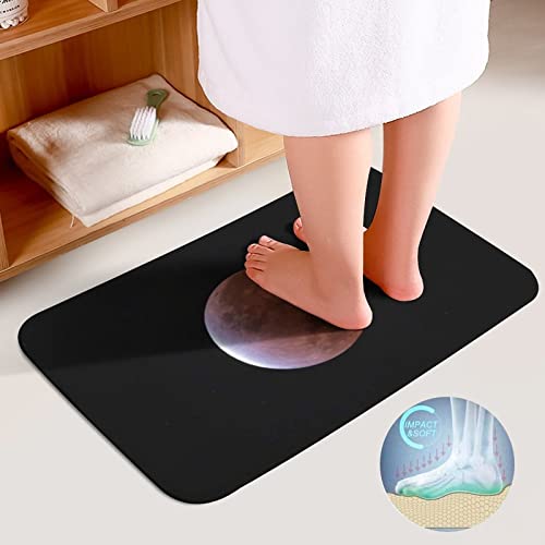 3 Teilig Badematte Set Mond 3D Badematten Set rutschfest, Badezimmerteppich,U-förmiger WC-Vorleger,WC-Deckelbezug für… – Bild 7