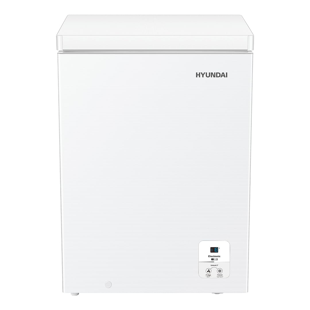 Hyundai Congelatore Orizzontale Bianco HCH100EDW01 Capacità 97 Litri Dual Cooling 4 Star Porta Singola Direzione Modalità Super Congelazione Tecnologia Ciclica Porta Ribaltabile 1 Cestino Basso