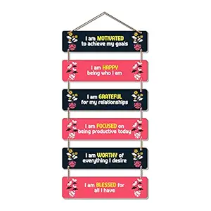 Artvibes Decorative Wall Hanging Wooden Art Decoration item for Living Room | Bedroom | Home Decor | Gifts | Quotes Decor Item | Wall Art For Hall | Mdf Wall Decoration, Set of 6 (WH_3242N)