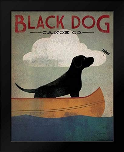 ArtDirect Black Dog Canoe 20x24 Framed Art Print by Fowler, Ryan