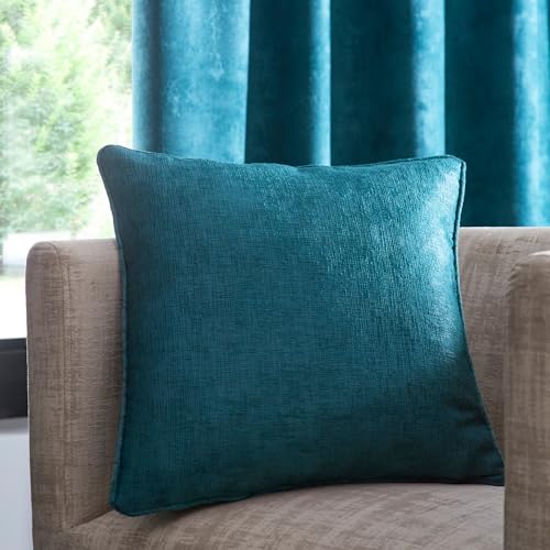 Fusion - Forest Green Cushion (43 x 43cm) - Filling Included - Piped Edge - Matching Curtains Available - Turquoise Cushion with Cover Included/Cushion Insert - Strata Collection
