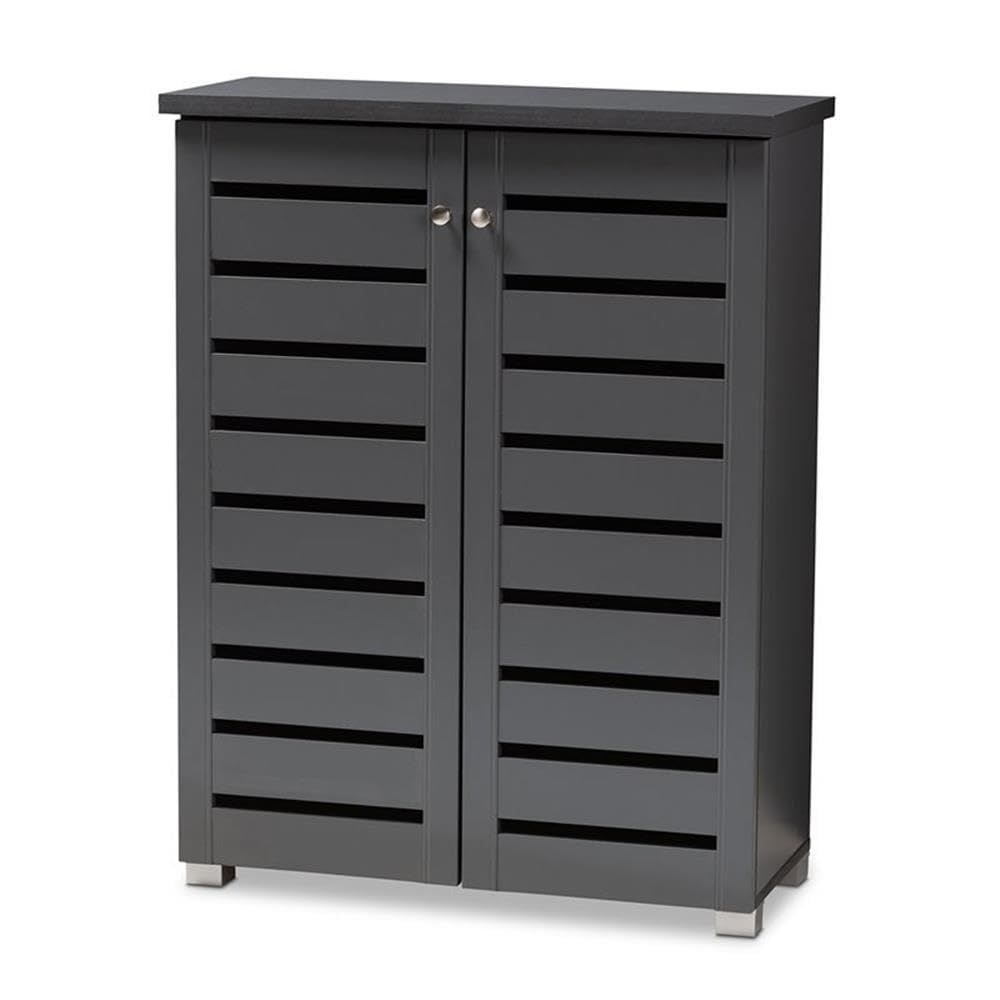 BOWERY HILL 2-Door Wood Entryway Shoe Cabinet in Dark Gray