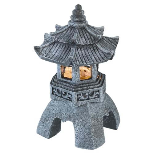 IMIKEYA Japanische Steinlaterne Gartendeko Pagode Solar Japanische Gartenlaterne...