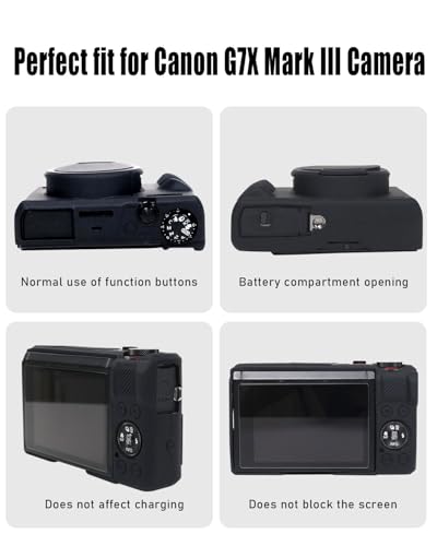 Funda de silicona para cámara Canon G7X Mark III negra miniatura 3
