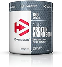 Dymatize Super Protein Amino 6000 Protein Supplement, High-Quality Protein & Amino Acid Complex, 3g Protein, 8.5mg BCAAs, 180 Caplets