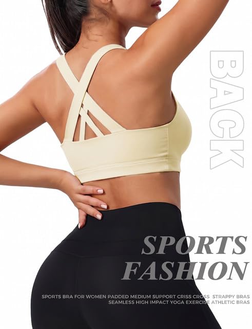 Image of Buauty 2 Packs Sports Bras for Women High Support, Push Up Sports Bra, Criss-Cross Back High Impact Yoga Bras for Large Bust