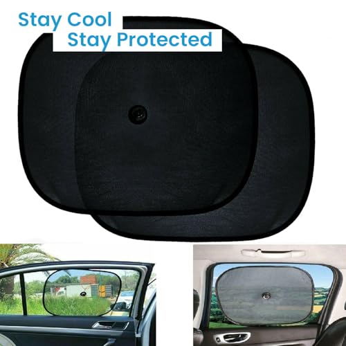 Image of Pivalo Fabric Universal Car Curtains Sun Shade Cover Interior Accessories for UV Rays Protection Side & Rear Windows Baby Sunshade Compatible with Maruti Suzuki Tata Punch & All Cars(Black,Pack of 4)