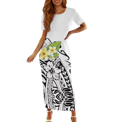 QOPECUOY Puletasi Samoan Traditional Dress Women White...