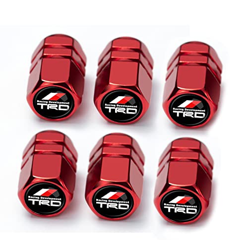 Kandich 6PCS Red Metal Tire Valve Stem Caps Suit for TRD