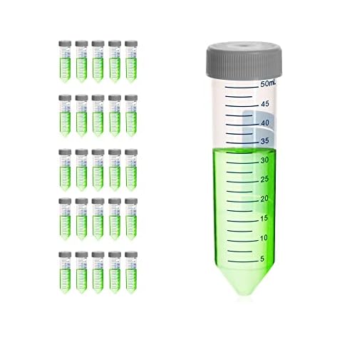 Utile Sterilized 25pcs of 50ml Centrifuge Tubes, Autoclavable Falcon Tubes with conical Bottom, PP Material, Assembled Leak Proof Screw Cap, 4610.1941.25. Cover