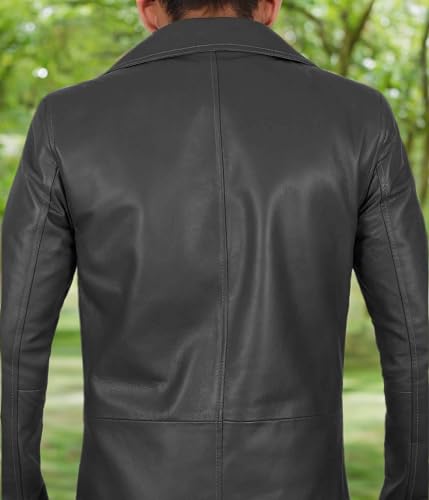 Image of Decrum Leather Coat Men - Casual Car Coat Style Real Lambskin Mens Leather Coat