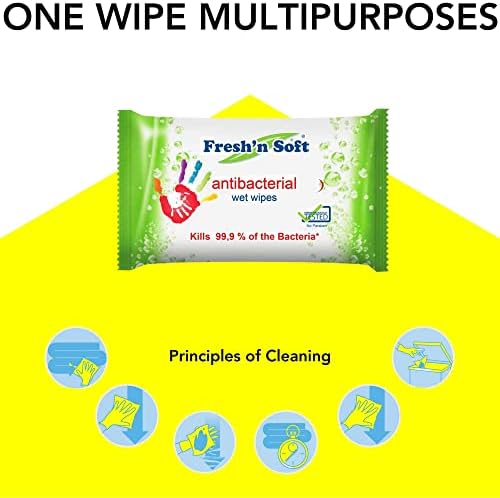 Multi-Purpose Antibacterial Disinfectant 60 Pack Multipack Wipes Total 1440 Wipes For Hard Surfaces Gym Equipment Keyboards Door Handles Effective Against Bacteria, White (24)