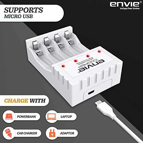 Image of ENVIE (ECR20MC+4xAAA1100) Cooper Standard Rechargeable Battery Charger for AA & AAA Ni-mh /Ni-Cd with 4xAAA1100mah Rechargeable Batteries & LED Indicator