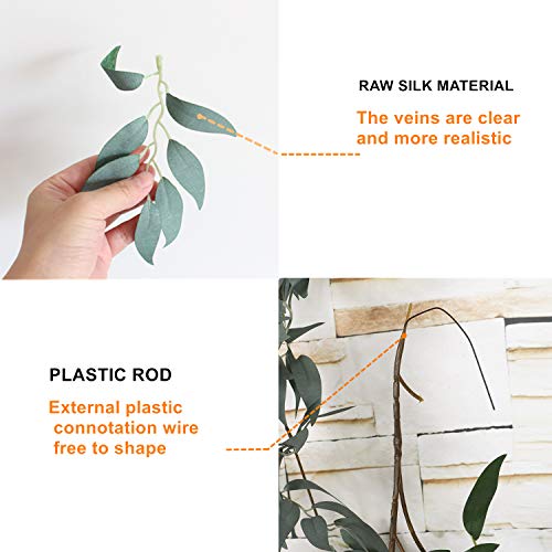 LJDJ Gray Green Leaf Garland Decorations - 5.4 Feet Artificial Silk Fabric Willow Plant Leaves Vines Twigs Garland String Wedding Decor Jungle Luau Safari Party Supplies Faux Greenery Crowns Wreath - Thumbnail 4