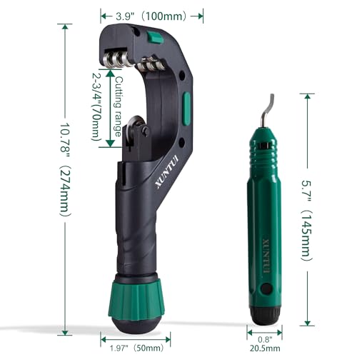 Image of Large Pipe Cutter, 1 /4 inch-2-3 /4 inch OD Tubing Cutter Kit | For Copper, Aluminum, Brass & Thin-Wall Stainless, Includes Deburrer, Spare SKD11 Wheel & HSS Blade