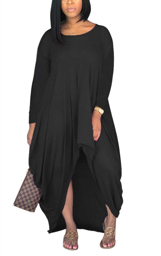 YeshireWomen's Short Sleeve High Low Asymmetrical Ruched T Shirt Tunic Tops Long Maxi Dress