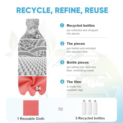 Image of AIDEA Microfiber Cleaning Cloth-330 Sheets 6 Roll, Red Shop Rags 11x9 inch