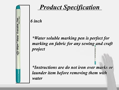 Image of Aakriti Disappearing Extra Fine Ink Pen Water Soluble Pens Fabric Markers Pens, Water Erasable Pens For Sewing Art Diy Tracing Embroidery Supplies (2 Pcs)