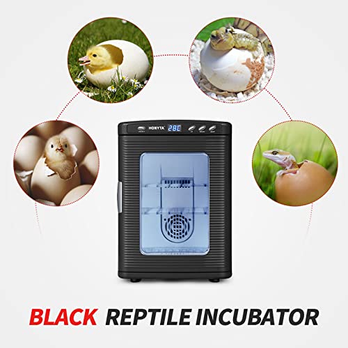 RYFT Incubators for Hatching Eggs, 25L Portable Reptile Scientific Lab Incubator with 5°C-60°C, 12V/110V Heating and Cooling for Small Reptiles (Black) - Thumbnail 6