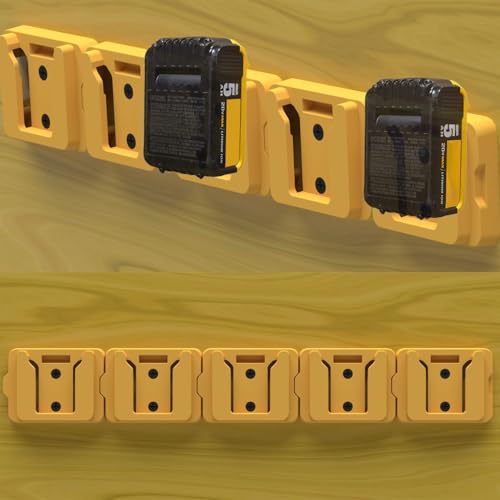 Gijok Battery Holders for Dewalt 20V Mount Dock Fit for 20V 60V (No Battery), 10 Pack Battery Dock Holder Fit for DCB200 DCB203 DCB205 DCB206 Batteries (Yellow)