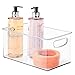 mDesign Deep Plastic Storage Bin with Handles for Organizing Hand Soaps, Body Wash, Shampoos, Lotion, Conditioners, Hand Towels, Hair Accessories, Body Spray, Mouthwash - 10" Long - Clear