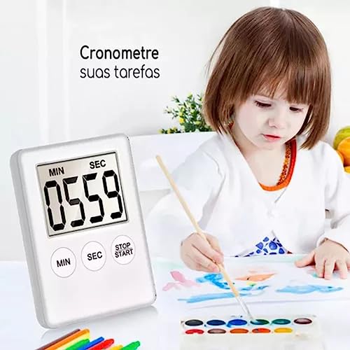 Timer De Cozinha Digital Com Imã Cronômetro Regressivo E Progressivo Temporizador Alarme Treino Acad