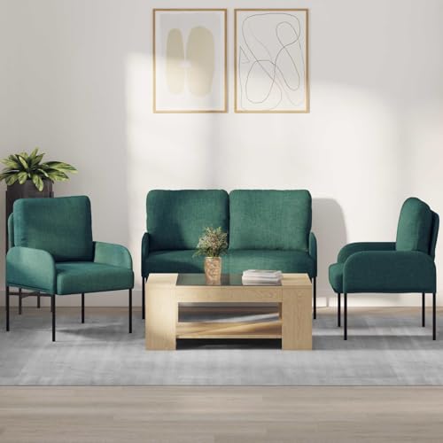 Juegos de sofás con cojín de 3 piezas verde oscuro vidaXL para sala 3