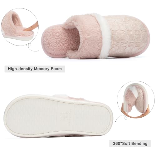 Image of GOEWY Cozy Slippers for Women Indoor and Outdoor Fuzzy House Shoes with Memory Foam Anti-Skid Sole Gifts for Women Mom Ladies