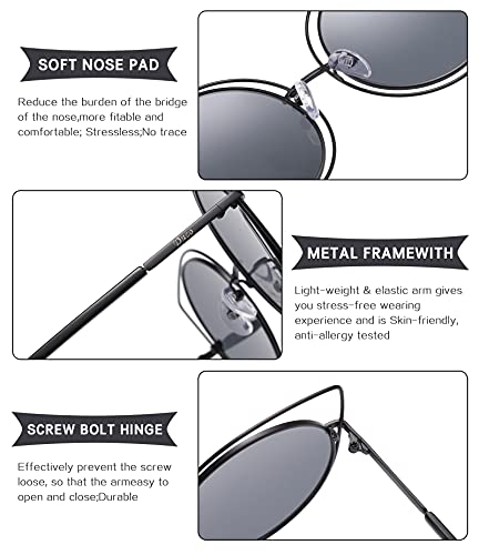 DUCO Vintage Square Cat Eye Sunglasses for Women Meatl Frame Polarized Sun Glasses UV Protection W0014