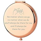 Rose Gold Compact Mirror for Women Gifts | Birthday Gift for Best Friends Women | Pinky Pomise Gifts for Friends Female | Unique Gifts for Best Friends Women | Thank You Gifts for Women