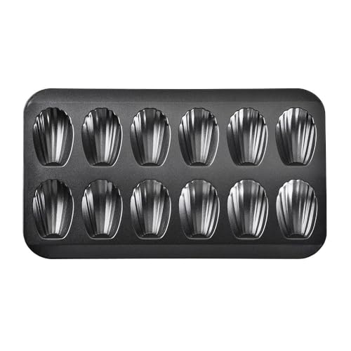 Molde para tartas de acero al carbono con revestimiento antiadherente de 12 cavidades, resistente al calor, molde para hornear pasteles Madeleine