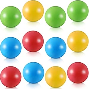 Civaner 12 Pcs Multi Colored Replacement Bulldozer Toy Balls 1.75 Inch Plastic Crush Proof Soft Air Filled Ocean Balls for Toddlers