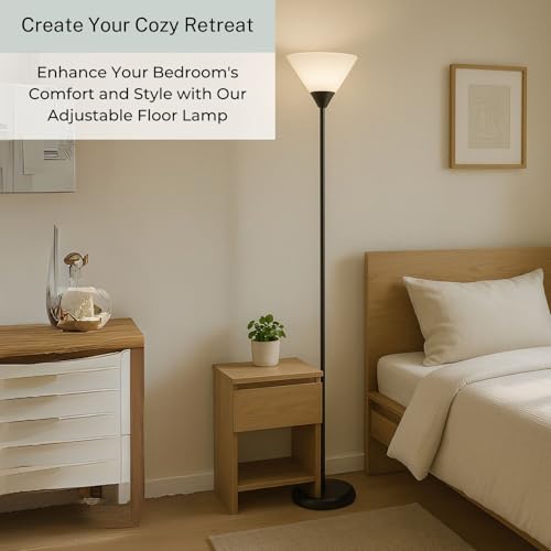 Mary Floor Lamp by Light Accents – Standing Lamp for Living Rooms – Torchiere Pole Light – LED-Compatible Floor Lamp – Modern Bedroom Lighting (Black) - Thumbnail 4