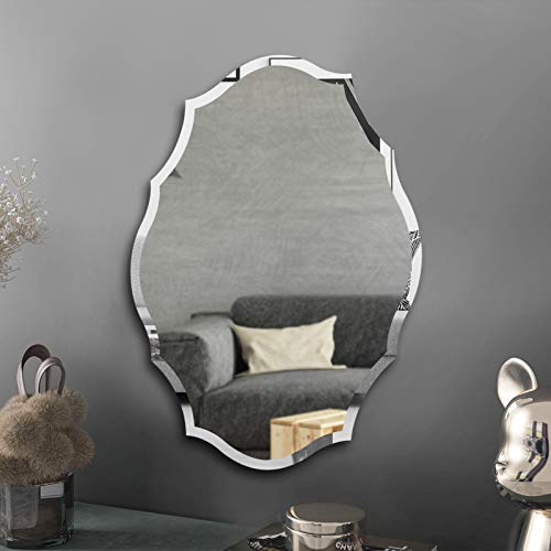 Kohros Scalloped Frameless Wall Mounted Bathroom Mirror, Emma Shaped Decorative Mirror For Living Room Bedroom Office Entrance Decor (24" W X 31" H Scalloped) #TOP17