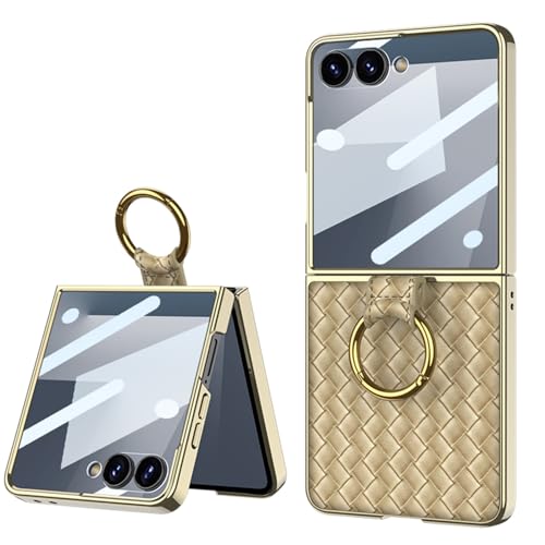 Coque Galaxy Z Flip7 idéale pour le quotidien, étui doré avec anneau de transport sûr