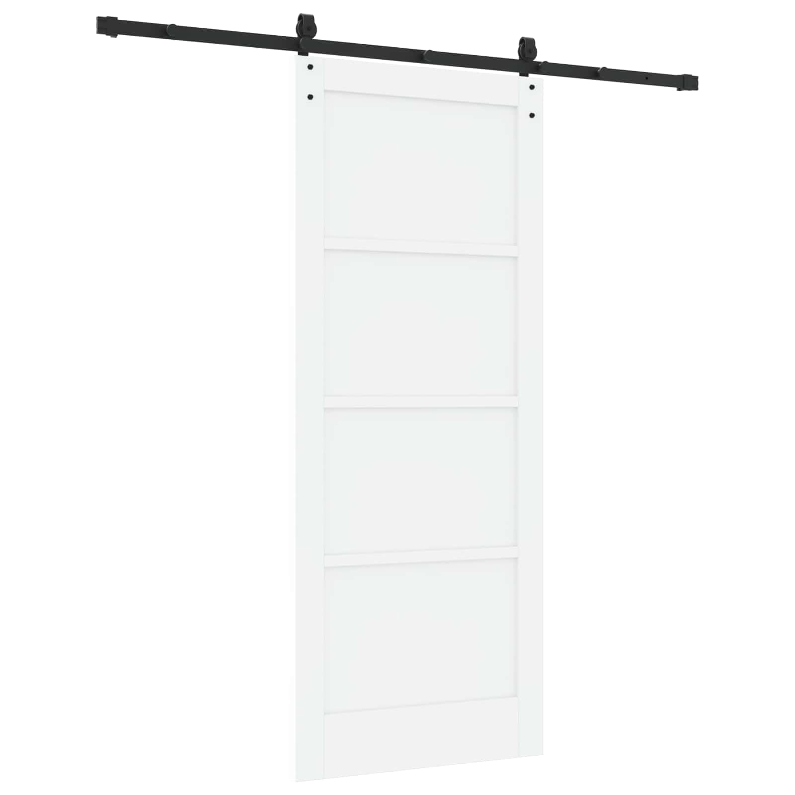 ORKDAL - Porta scorrevole bianca e nera in legno di pino massiccio, 83 x 202 cm, per interni, scorrevole silenziosa, con guida in acciaio, salvaspazio, per appartamento, casa e divisorio